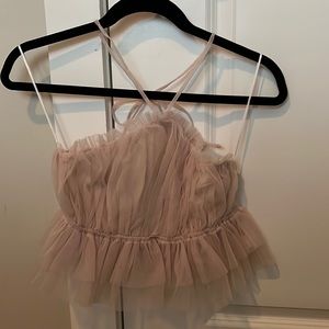 New in bag, Vici blush halter tulle crop top XS